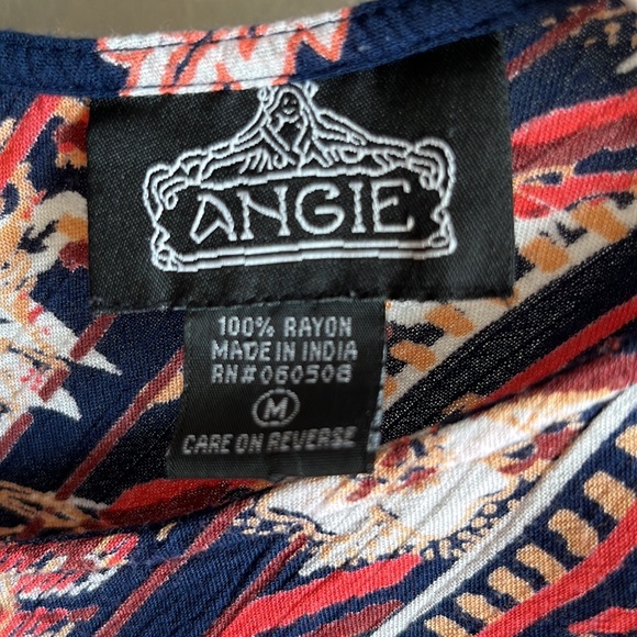 Angie sleeveless blue/red/orange and white top Size M - Picture 3 of 4